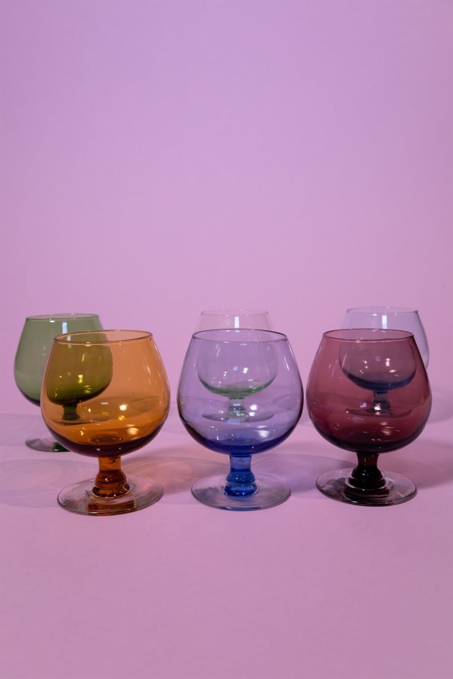Set of 6 vintage coloured glasses