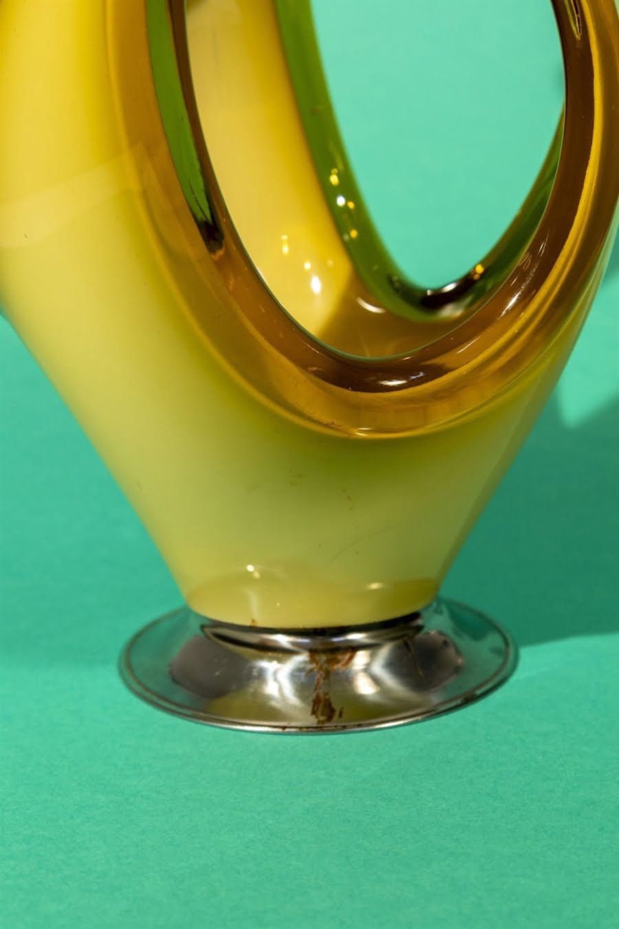 amber glass centerpiece