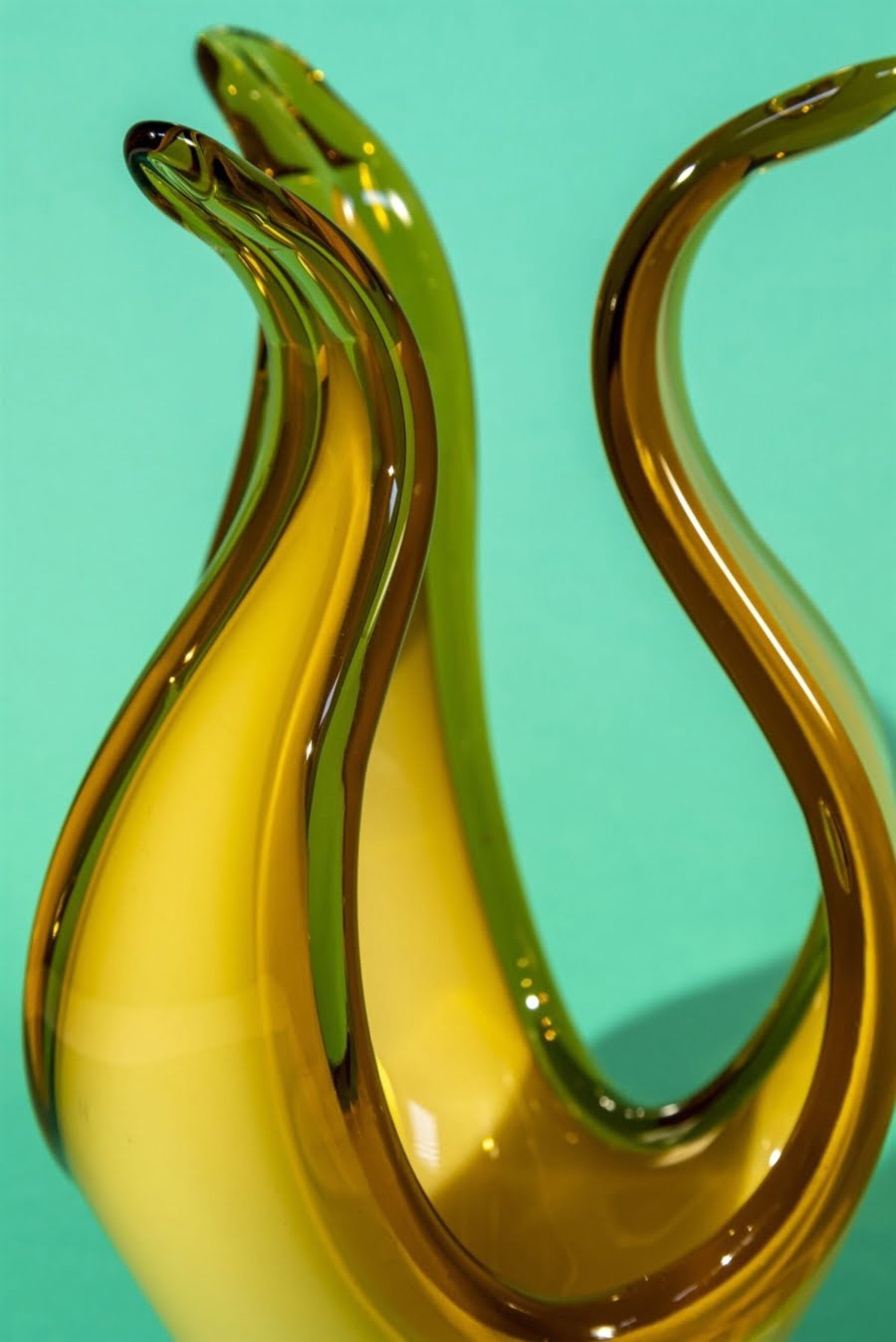 amber glass centerpiece