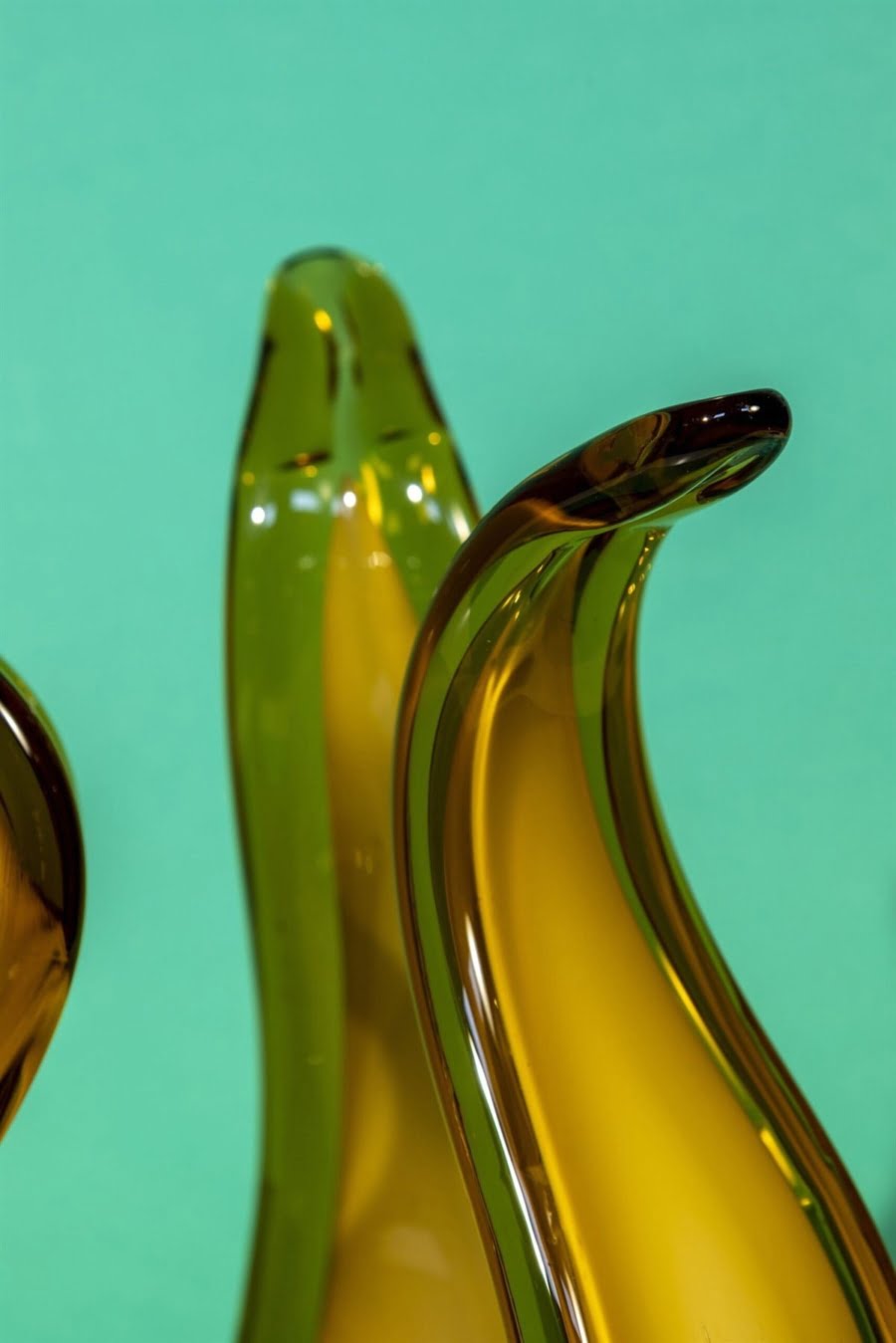 amber glass centerpiece