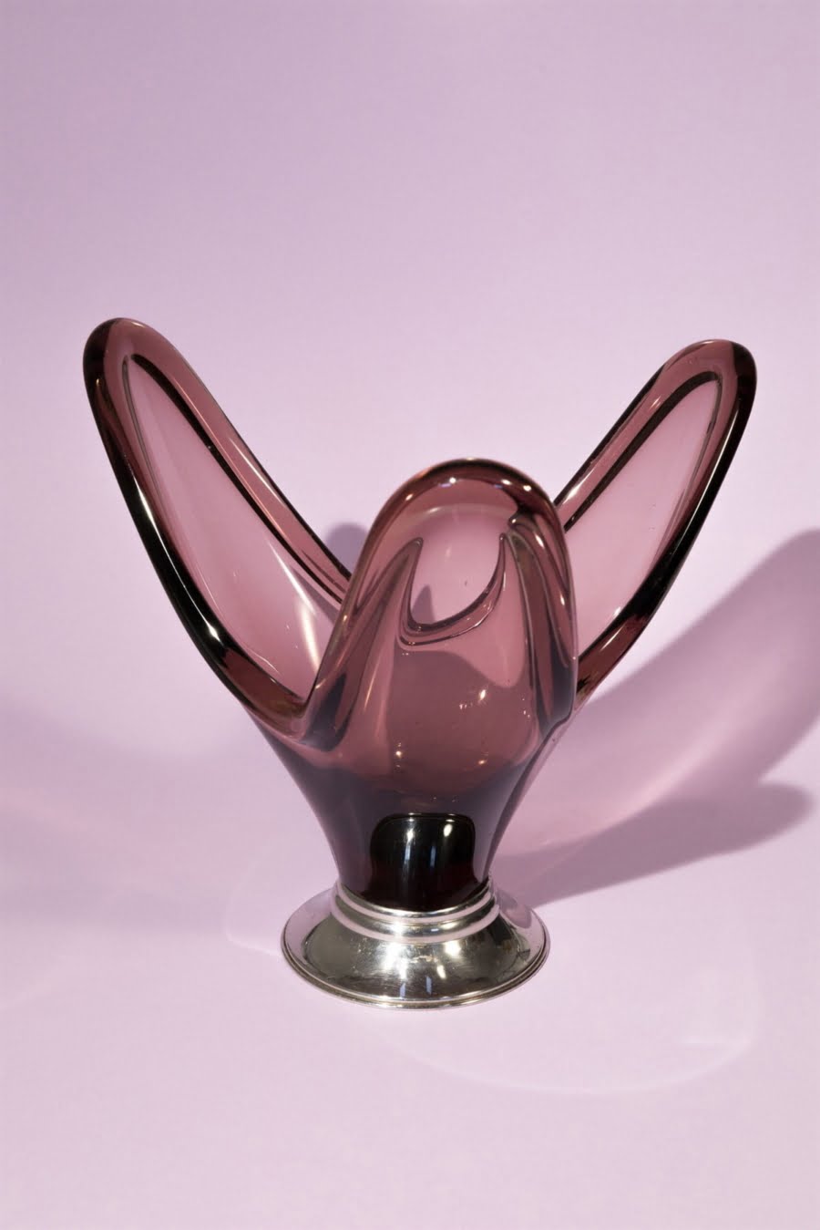 Purple art glass vintage centerpiece 60s - 70s