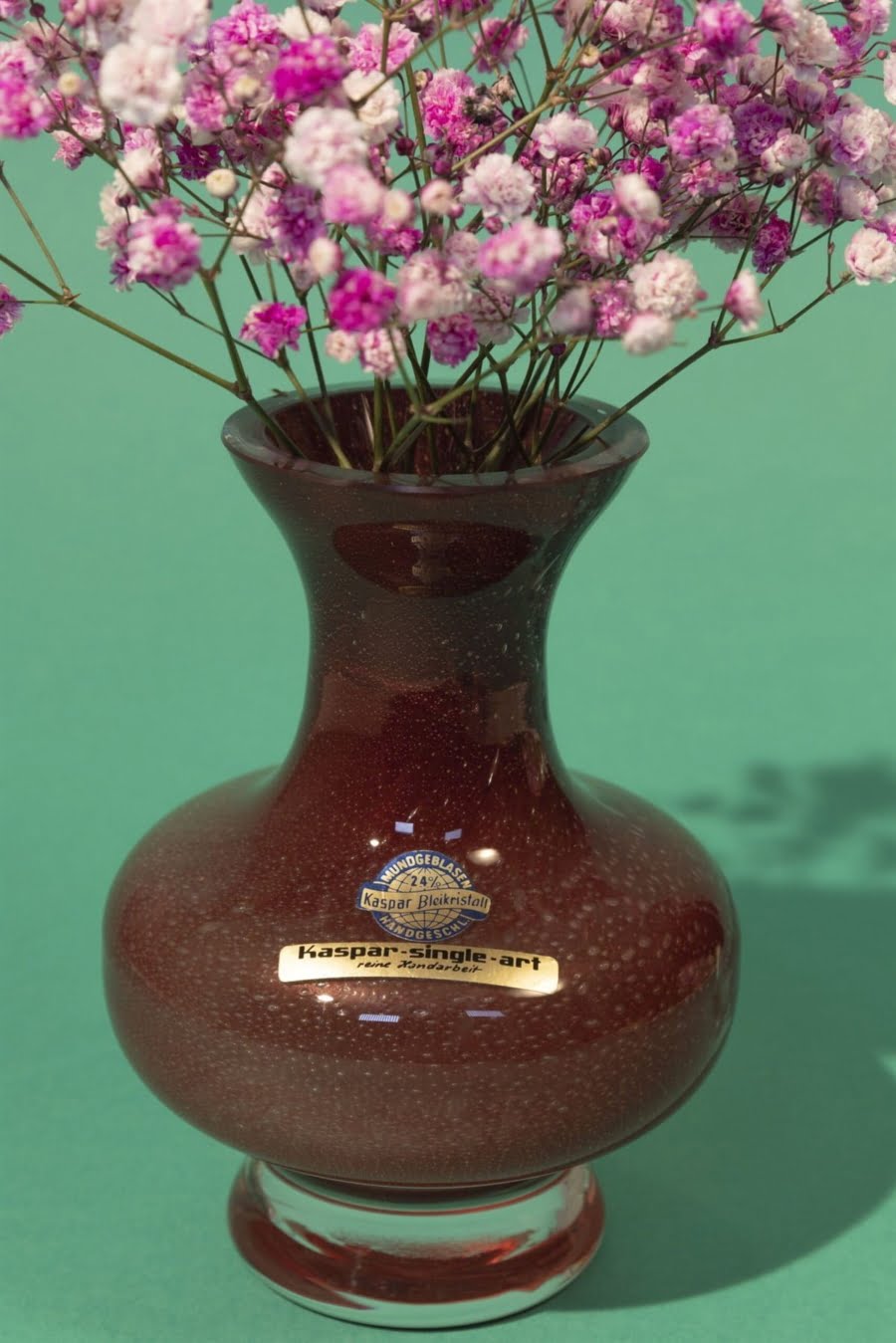 Vintage burgundy vase 80s by Kaspar Single Art - Image 2