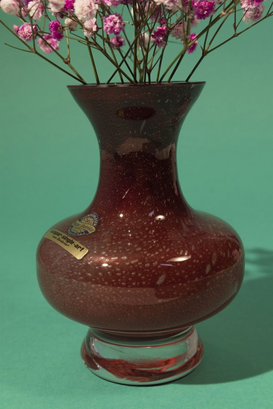 Vintage burgundy vase 80s by Kaspar Single Art - Image 5