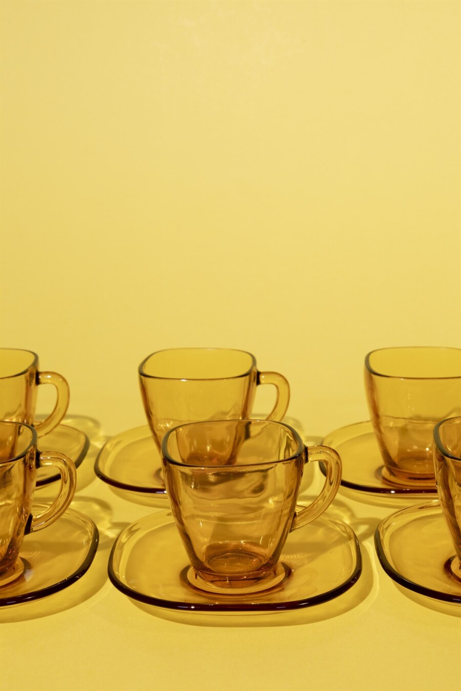 Vintage French amber glass coffee set 60s