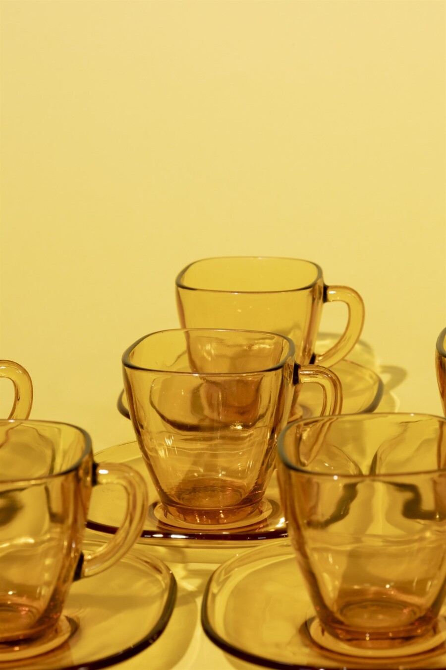 Vintage French amber glass coffee set 60s