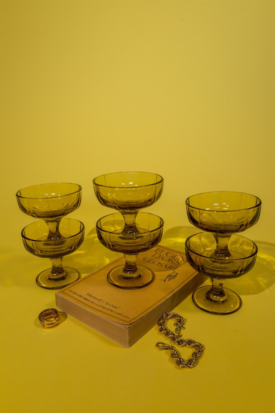 Vintage amber dessert glasses 60s