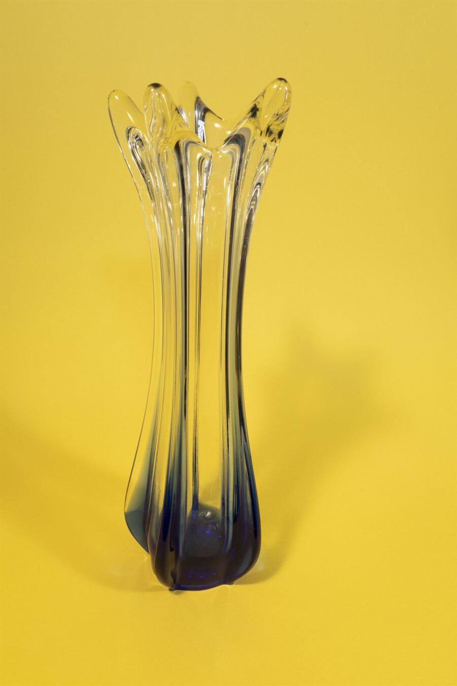 Vintage cobalt blue art glass vase 60s