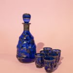 Bohemian glass decanter set with glasses