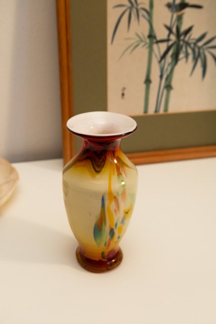 Vintage multi-coloured opaline vase