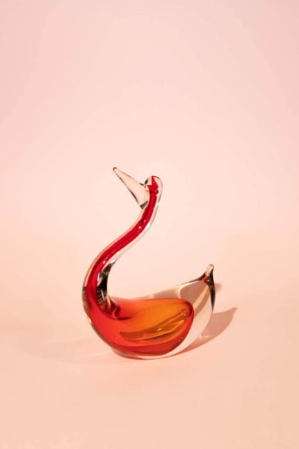 Vintage Sommerso glass swan, Murano attributed