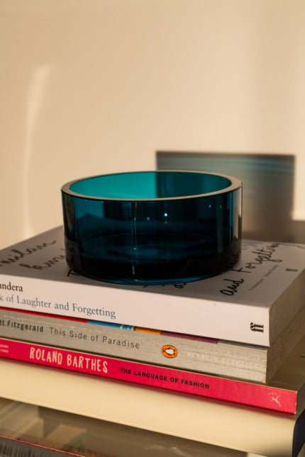 Vintage green art glass catch-all