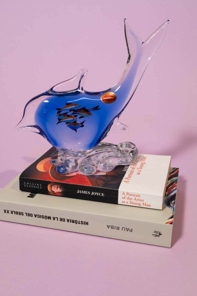 Portuguese aquatic art glass figurine by Cristais Bonora