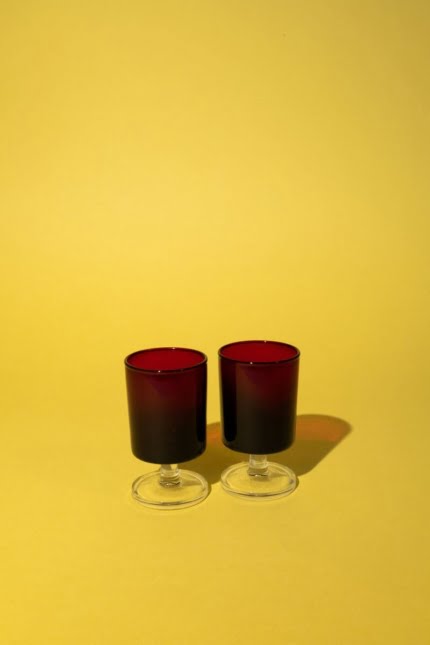 Vintage burgundy red glasses set of two