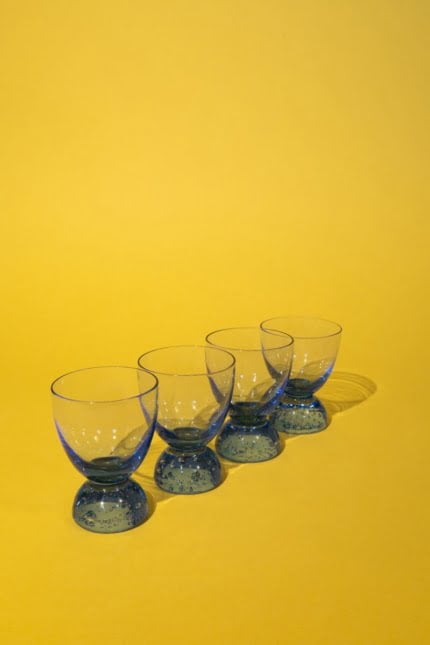 Vintage pale blue glasses set of four