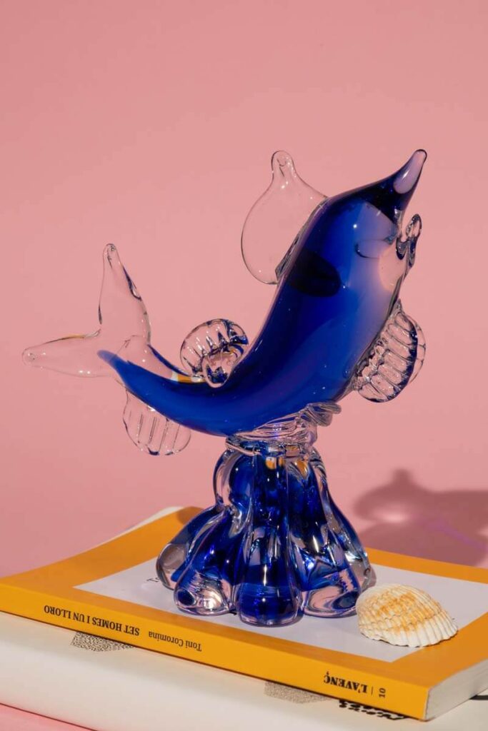 Portuguese dolphin art glass figurine by Cristais Bonora