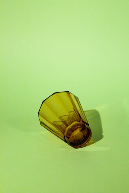 Art deco amber faceted vase, attributed to Josef Hoffman for Moser_