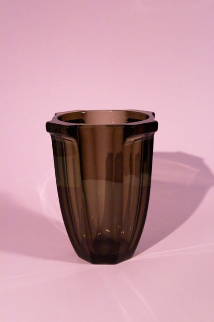 Art deco smokey grey glass large vase, attributed to Rudolf Schrötter
