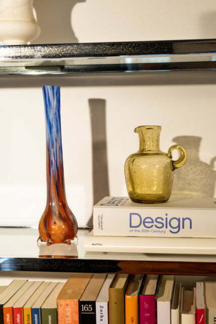 Vintage set of two multi-colour art glass vases