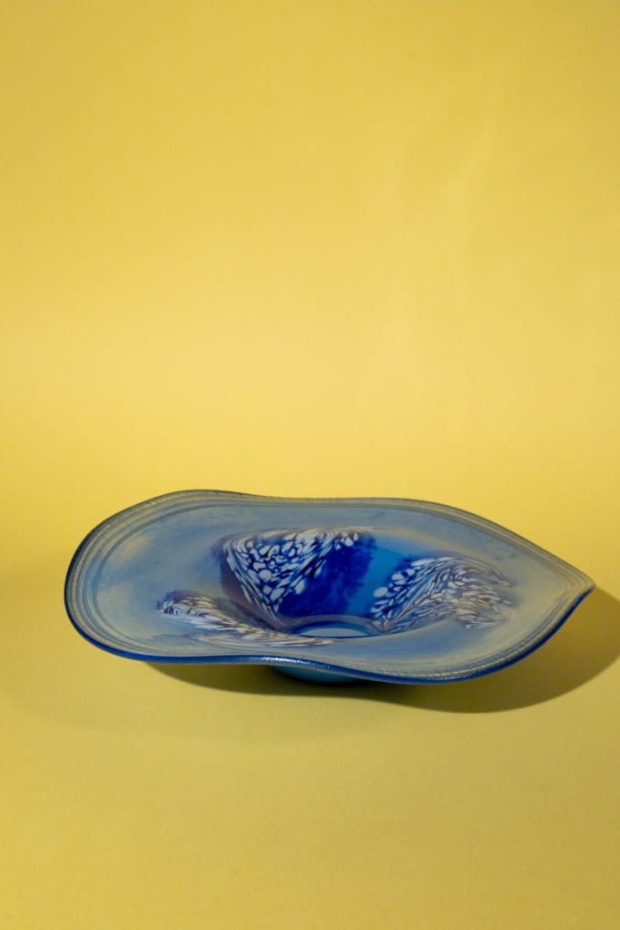 Mid-century modern blown glass wavy bowl