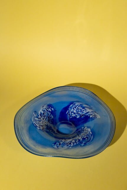 Mid-century modern blown glass wavy bowl