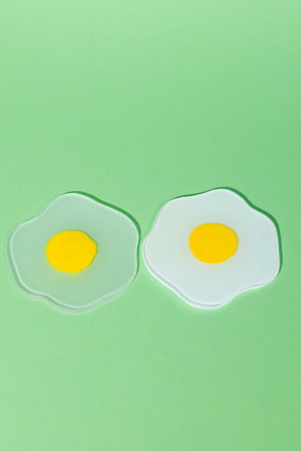 fried egg glass coaster set of two