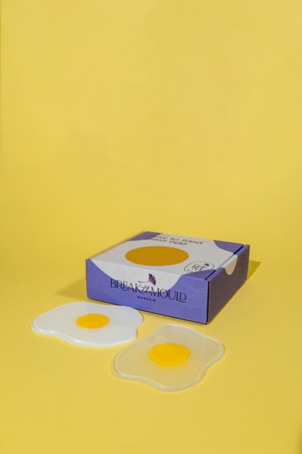 squiggled egg glass coaster set of two