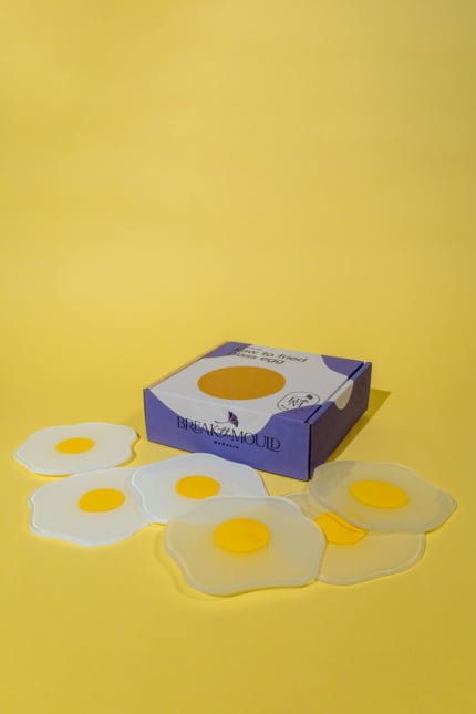 round egg glass coaster set of six