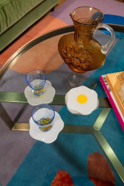 round egg glass coaster set of six