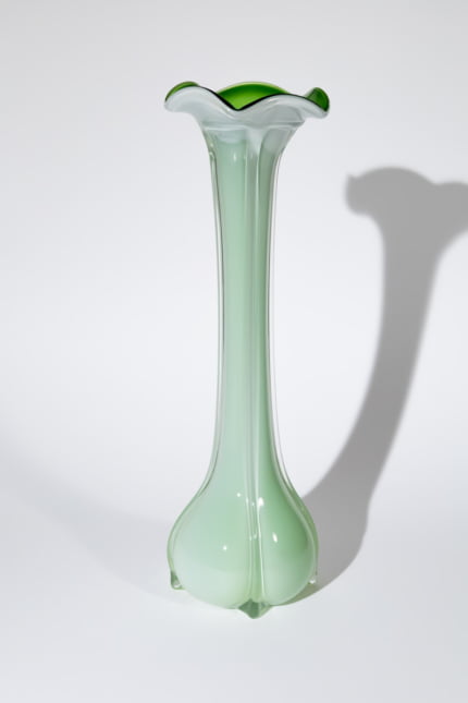Vintage tall light green soliflore vase