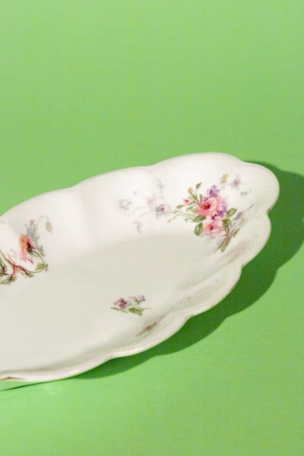 Vintage French scalloped floral plate