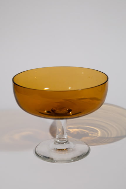 Vintage amber glass stemmed bowl