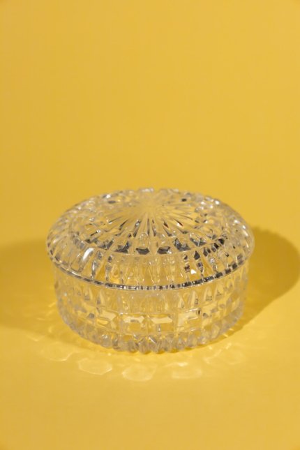 Vintage cut glass jewellery box with lid