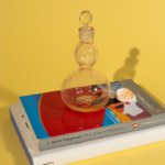 Vintage light pink decorative glass bottle