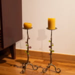 Vintage sculptural brass candleholders
