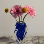 Vintage Bohemian glass twist cobalt blue vase