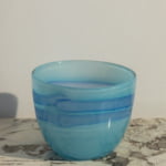 Vintage turquoise art glass abstract bowl