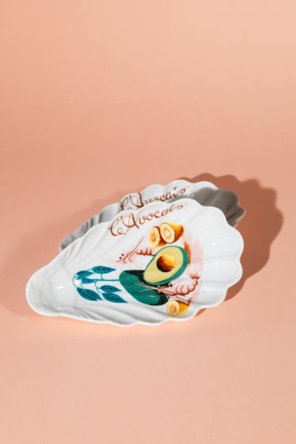 vintage avocado shell dish