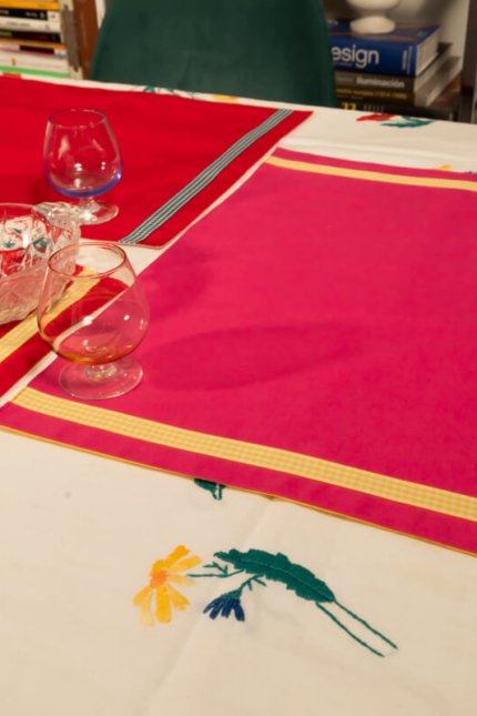 pink colour block placemat