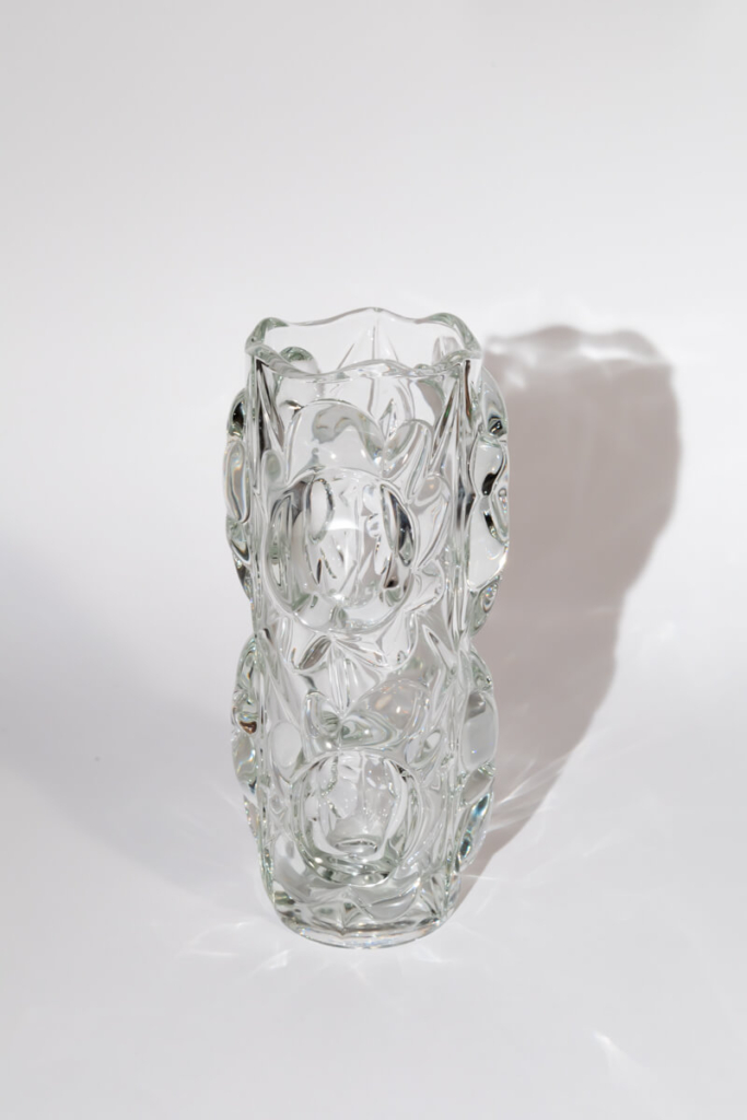 Rare vintage Czech clear glass vase, Frantisek Peceny for Hermanova Hut