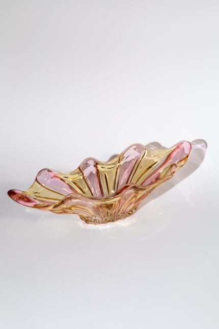 Vintage striped Bohemian glass bowl
