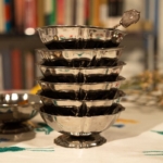 Vintage adorned silver coupes