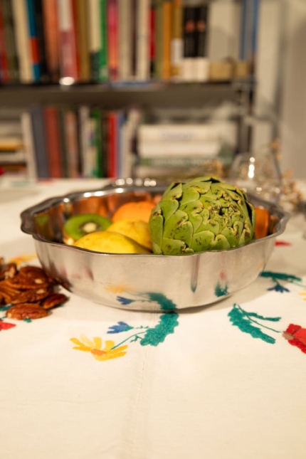 vintage round silver dish